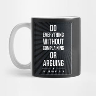 Philippians 2:14 Subway style (white text on black) Mug